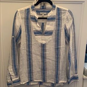 Jcrew striped linen tunic shirt